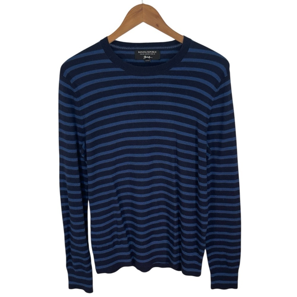 B22 Men’s Banana Republic Baruffa Italian Striped Merino Wool Crewneck Sweater M